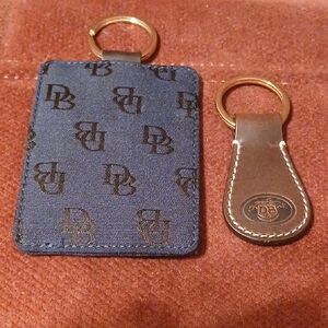 Dooney & Bourke Blue and Brown Key Holder Set